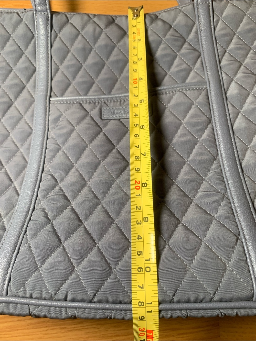 Vera Bradley Quilted Classic Grey Tote Red & Black Interior - Picture 10 of 12
